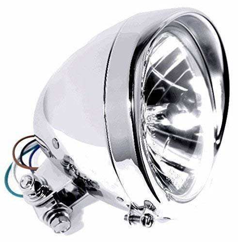 5-3/4 H4 Scheinwerfer Custom Chrom Klarglas für Harley Chopper Cruiser TÜV ECE Motorrad