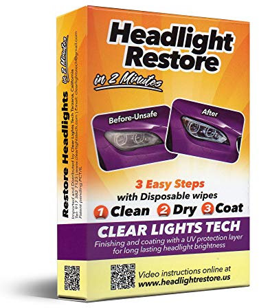 Ripristino dei fari, kit di ripristino istantaneo per fari ossidati, opachi o spenti in 2 minuti, senza carteggiatura, risultati duraturi e migliore visibilità