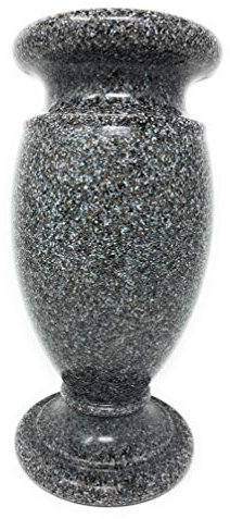 OPTIMUM Memorial Cemetery Flower Vase - Plastic (Black Granite) With Metal Ground Spike , Grave Marker , Decorations For Gravesite , Headstone Flowers Holder , Garden Lawn & Yard