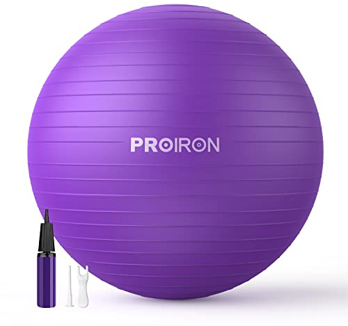 PROIRON Träningsboll 55 cm 65 cm 75 cm, gymboll mot sprickor, schweizisk boll med pump, boll för yoga, pilates, fitness