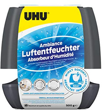 UHU Luftentfeuchter Ambiance, Bekämpft Feuchtigkeit und Schimmel in Wohnräumen von bis zu 50 m³, 500 g, anthrazit