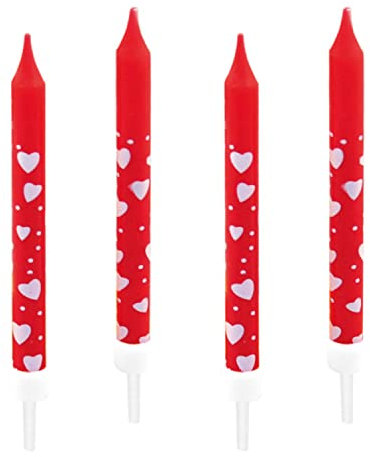 Amscan 550334 - Geburtstagskerzen Lovely Moments, 10 Stück, ca. 6 cm, Herzen, Valentinstag