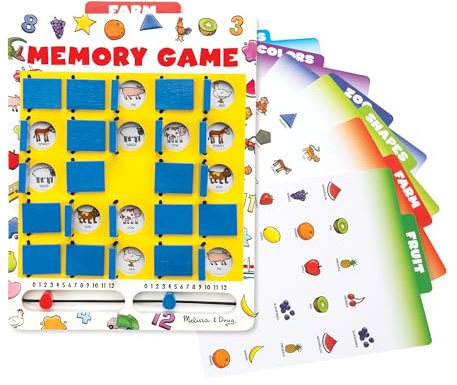 Melissa & Doug Flip to Win Travel Memory Game - Wooden Game Board, 7 Double-Sided Cards
