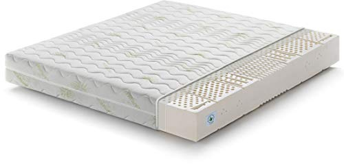 Marcapiuma Materasso Matrimoniale 100% Lattice 160x190 h 18 cm SEVENLIFE 18 Rigidità H2 Medio/Morbido Naturale 7 zone con Rivestimento ALOE VERA sfoderabile Antiacaro Traspirante 100% Made in Italy