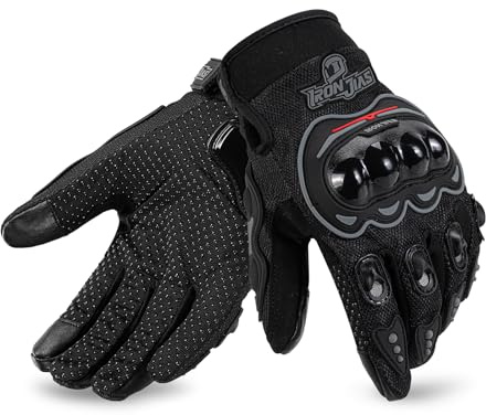 IRON JIA'S Motorradhandschuhe Herren Sommer Touchscreen atmungsaktiv und bequem, geeignet für Motorradfahren Bergsteigen Wandern und andere Outdoor-Sportarten Schwarz XL