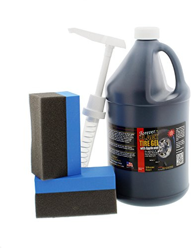 Forever BLACK Tire Gel Gallon w/Dispensing Pump and 2 Foam applicators