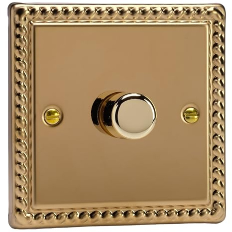 Varilight 1-fach Rotary Dimmer 1 x 60–400 W Einzelschaltung Georgian Messing HG1