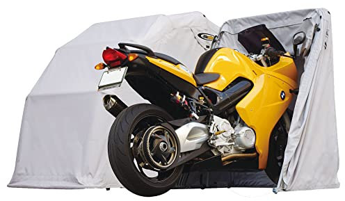 The Bike Shield Standard Motorcycle Shelter Garage Cover - Built to Last, Heavy-Duty Rust-Proof Galvanized Steel Frame, +2000mm H2O Waterproof Rating, Cross-Plate for stabilization, Lockable