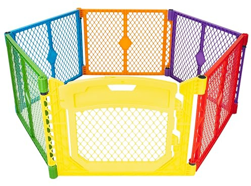 Toddleroo by North States - Superyard Colorplay Ultimate Play Yard: Freestanding 6 Panel Baby Playpen - Indoor/Outdoor Use - Made in USA - Encloses Up to 18.5 Square Feet - 26 Inches Tall - Colorplay