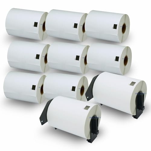 BETCKEY - 10 Rotoli DK-11241 Etichette per Spedizioni Compatibile con Brother, 102mm x 152mm, 2000 Etichette per Stampanti di Etichette Brother QL (2 Portaetichette Riutilizzabili)