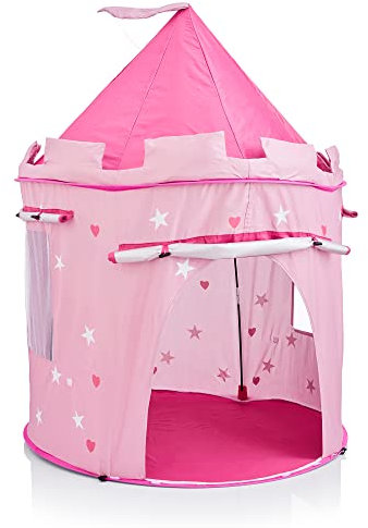 KiddyPlay Girls Play Tent - Pink Princess Castle - Kids Pop-Up Tent - Childrens Indoor or Outdoor Garden Playhouse - Girls Wendy House - With UV Protection Sun Safe For Kids