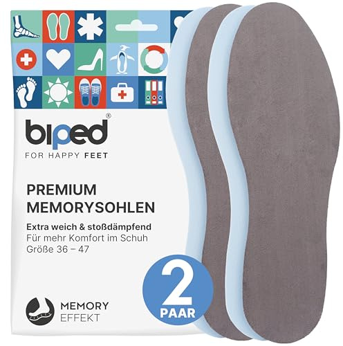 biped 2 par memory foam-sulor - Mjuka och bekväma innersulor för dam och herr - För fritid, sport och arbete z2476(36-37)