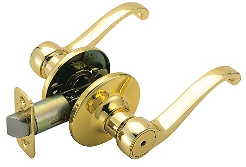 Design House Scroll Privacy Bedroom and Bathroom Door Lever, Polished Brass, 4.63 in x 1.88 in x 2.625 in, 783043