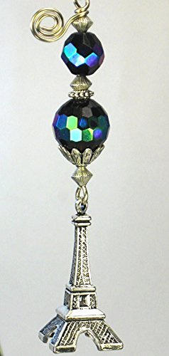 City of Light Paris France French Eiffel Tower in Iridescent Reflective Purple Faceted Glass Ceiling Fan Pull Chain - Lamp/Light Pull