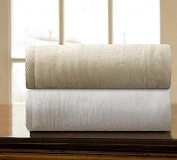 DownTown Company Granny Blanket - 100% Natural Egyptian Cotton Blanket with Pure Cashmere Softness, Imported from Portugal - Premium Throw Blanket for Bed, Sofa, or Couch – King Size, White Color