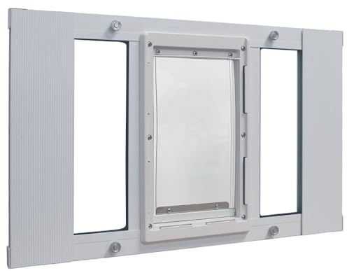 Ideal Pet Products Aluminum Sash Window Pet Door, Adjustable to Fit Window Widths from 27 to 32, Medium 7” x 11-1/4” Flap Size