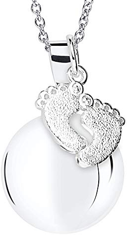 MAMIJUX Bola de Grossesse avec Pieds Pendentif et chaîne en Acier 110cm