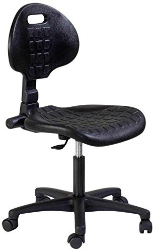 Topsit IND101 Arbeitsstuhl aus Polyurethan, ergonomischer Bürohocker, Werkstattstuhl, höhenverstellbar und mit Verstellbarer Rückenlehne, leicht zu reinigen, Stabiler Stuhl mit Rollen.