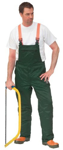 Schnittschutzhose für Forstarbeiten - Latzhose mit Schnittschutzeinlage nach EN 381 Klasse 1, Oliv / Grün, 56 EU