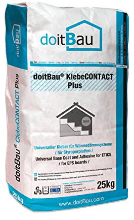 doitBau KlebeCONTACT plus PROFI - WDVS EPS Klebe- & Armierungsmörtel 25 kg grau - faserarmierter Mörtel - wasserdampfdurchlässiger Armierungsmörtel und Spachtelmasse