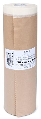 PENNELLIFICIO 2000 | Rotolo in Carta con Nastro Adesivo, Set Mascheratura, Protezione Pareti, Muri, Battiscopa, Mobili, Dimensioni 20 cm x 20 m – Made in Italy