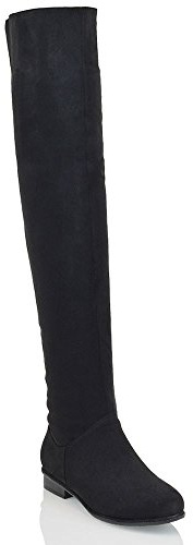 ESSEX GLAM Womens Over The Knee High Flat Ladies Long Faux Suede Thigh High Boots Size 3-8