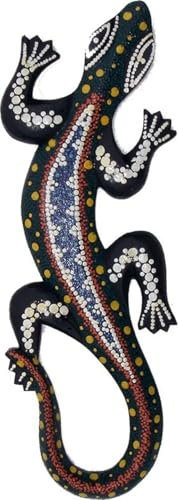 Guru-Shop Geco da Parete, Maschera, Pittura a Punti 50 cm, Legno, Simile a: 4, Maschere per la Decorazione Murale