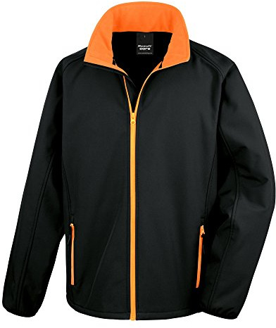 Result R231M Printable Softshell Jacket - Black/Orange, Large