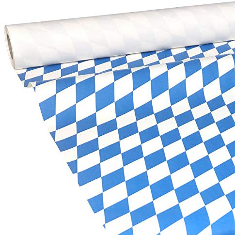 JUNOPAX Papiertischdecke 50m x 0,75m Raute weiß-blau