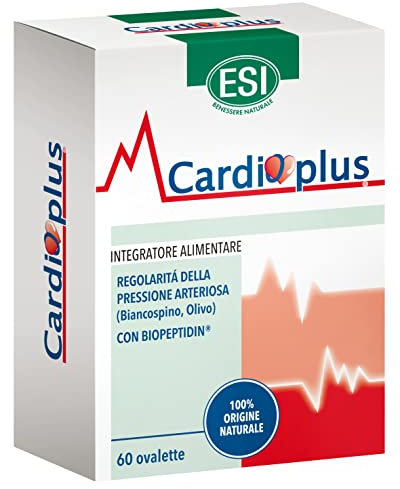 ESI - Cardioplus, Integratore Alimentare con Biancospino, per la Regolarità della Pressione Sanguigna, Clinicamente Testato, Senza Glutine e Vegan, 60 Ovalette
