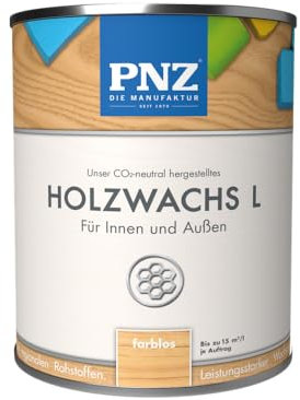 PNZ Holzwachs L für Innen und Außen | lösemitttelfreier Wachsanstrich | Nachhaltig hergestellt mit regionalen Rohstoffen | für alle Hölzer, auch Bienenhäuser, Gebinde:0.75L, Farbe:farblos