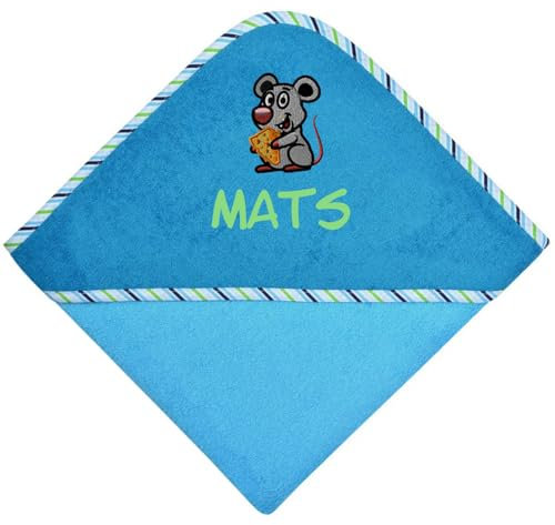 Wolimbo Kapuzenhandtuch personalisiert mit Namen und Motiv - Aqua-Petrol - 100x100 cm - für Baby und Kinder