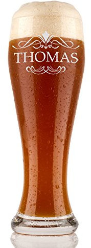 Bierglas, Weizenbierglas 0,5l mit Gravur personalisierte Weizenglas, Weißbierglas mit Namen, Geschenke für Männer, Geschenk-Idee Vatertagsgeschenk für Papa