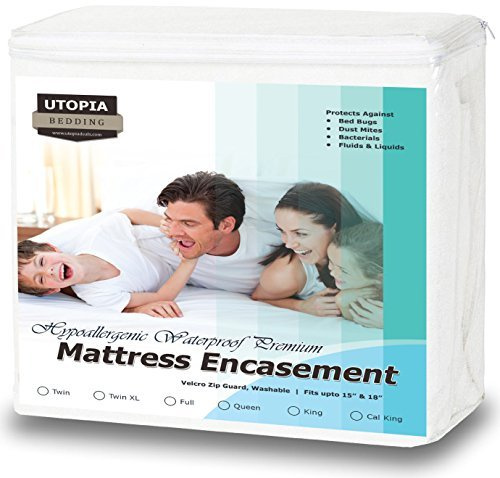 Waterproof Zippered Mattress Protector King Size, 12 Deep Pocket