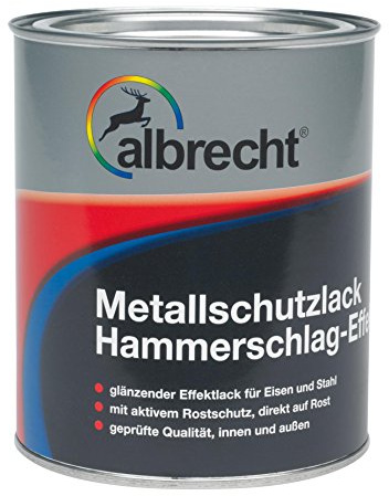 Lackfabrik J. Albrecht GmbH & Co. KG 3400606750001000750 vernice protettiva per metallo, effetto martellato, 0010, verde scuro, 750 ml