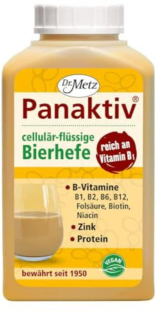 Panaktiv® - flüssige Bierhefe, 500 ml • Vitamin B1, B12, Folsäure, Biotin, Vitamin B2, B6, Niacin, Zink • für einen aktiven Stoffwechsel • für schöne Haut und Haare • reines Naturprodukt