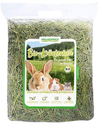Heu-Heinrich® 6 x 1kg Bio-Kräuterheu - Bergwiesenheu aus dem Naturpark Thüringer Wald - Streu für Nager - Kaninchen Futter, Futter für Meerschweinchen, Hamster, Hasen & Nager