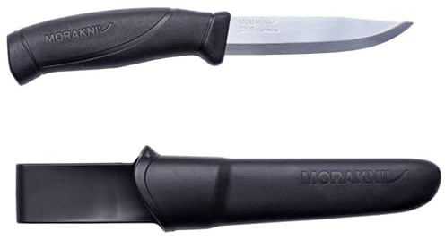 Morakniv Couteau Mora Companion S avec Fourreau – Couteau Lame Fixe en Acier Inoxydable – 2,5 mm – Pour le Bushcraft et la Randonnée – Fabriqué en Suède