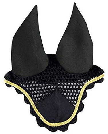 HKM 3387 - Cubierta para Moscas, protección contra Insectos, protección contra Moscas, protección para los oídos, Negro/Dorado, Sangre Caliente