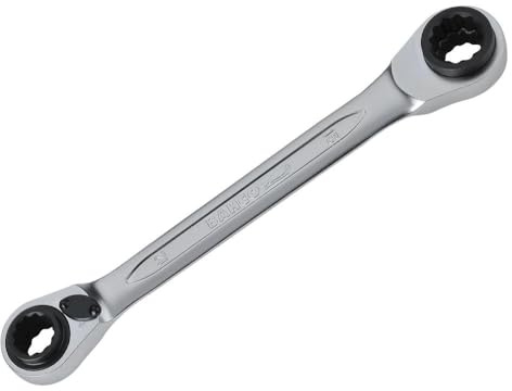 Llaves dobles de estrella planas a carraca 4 en 1 con acabado cromado - Ref: S4RM-12-15 - Unid: 1