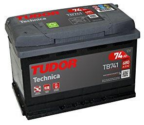 Batería para coche Tudor Exide Technica 74Ah, 12V. Dimensiones: 278 x 175 x 190. Borne izquierda.