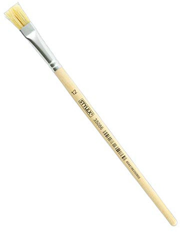 Stylex 35086 - Flacher Borstenpinsel in den Größe Nr. 12, naturbelassener Stiel, zum Malen mit Deck-, Tempera, Aquarell-, Öl- und Acrylfarben, auch für die Schule geeignet