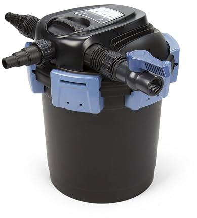 Aquascape 95053 UltraKlean 2000 Gallon Biological Pressure Filter with 14 Watt UV Clarifier Sterilizer for Pond Water Feature, 2,700 GPH Black