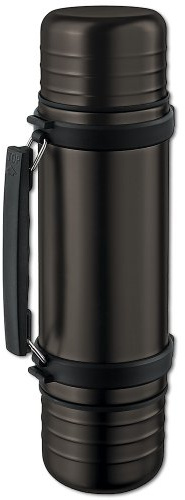 Isosteel Va-9562dqat 1.0 Liter 34 Fluid Ounce DUO Double-walled Vacuum Flask, Quickstop System - Single Hand Pouring, 2 Insulating Plastic Drinking Cups, Color Titanium Gray