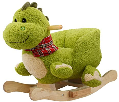 solini Schaukeltier Dino -Kinderspielzeug mit gepolsteter Lehne - trainiert die Motorik - grün