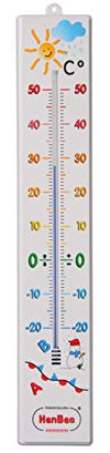 Henbea - Großes Klassenthermometer, für drinnen und draußen - Riesen-Thermometer