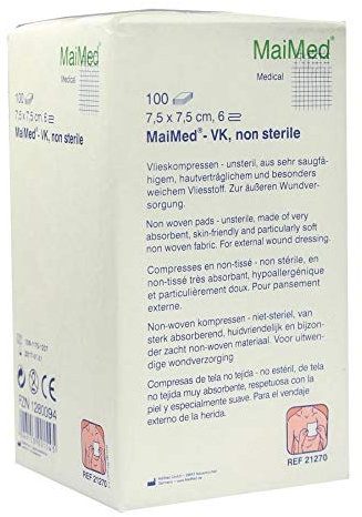 VLIESKOMPRESSEN 7,5x7,5 cm unsteril 6fach 100 St
