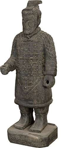 korb-outlet Gartenfigur Chinesischer Soldat stehend Steinguss/Steinfigur Krieger Terracotta Armee Statue 100cm für Haus und Garten