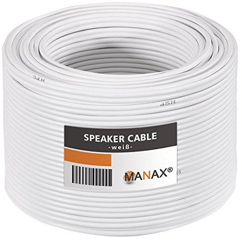 Câble de haut-parleur MANAX® 2 x 1,50 mm² blanc 50,0 m