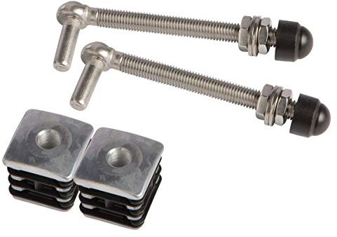 LOCINOX GBM12-DP-40-130 Torbandset für Gartentore, M12, Länge 130 mm, für Vierkantrohr, Edelstahl, Silber